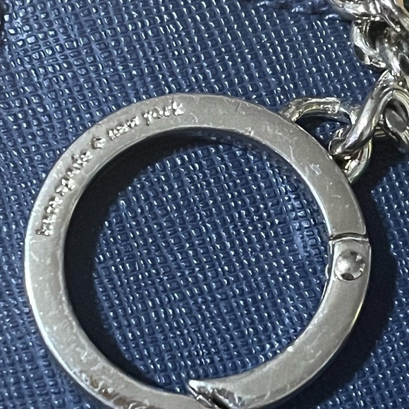 Navy, Green & White Kate Spade Leather Card Holder, Gold Zipper & Silver Accents - Picture 5 of 16